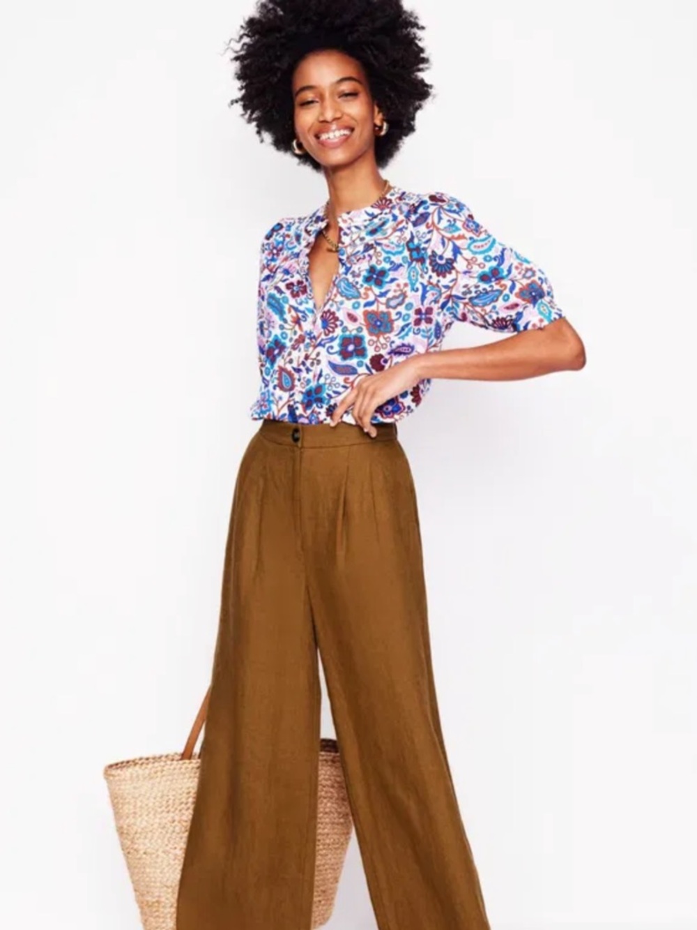 Boden Dulwich Linen Pants in Gingerbread, size 8 petite